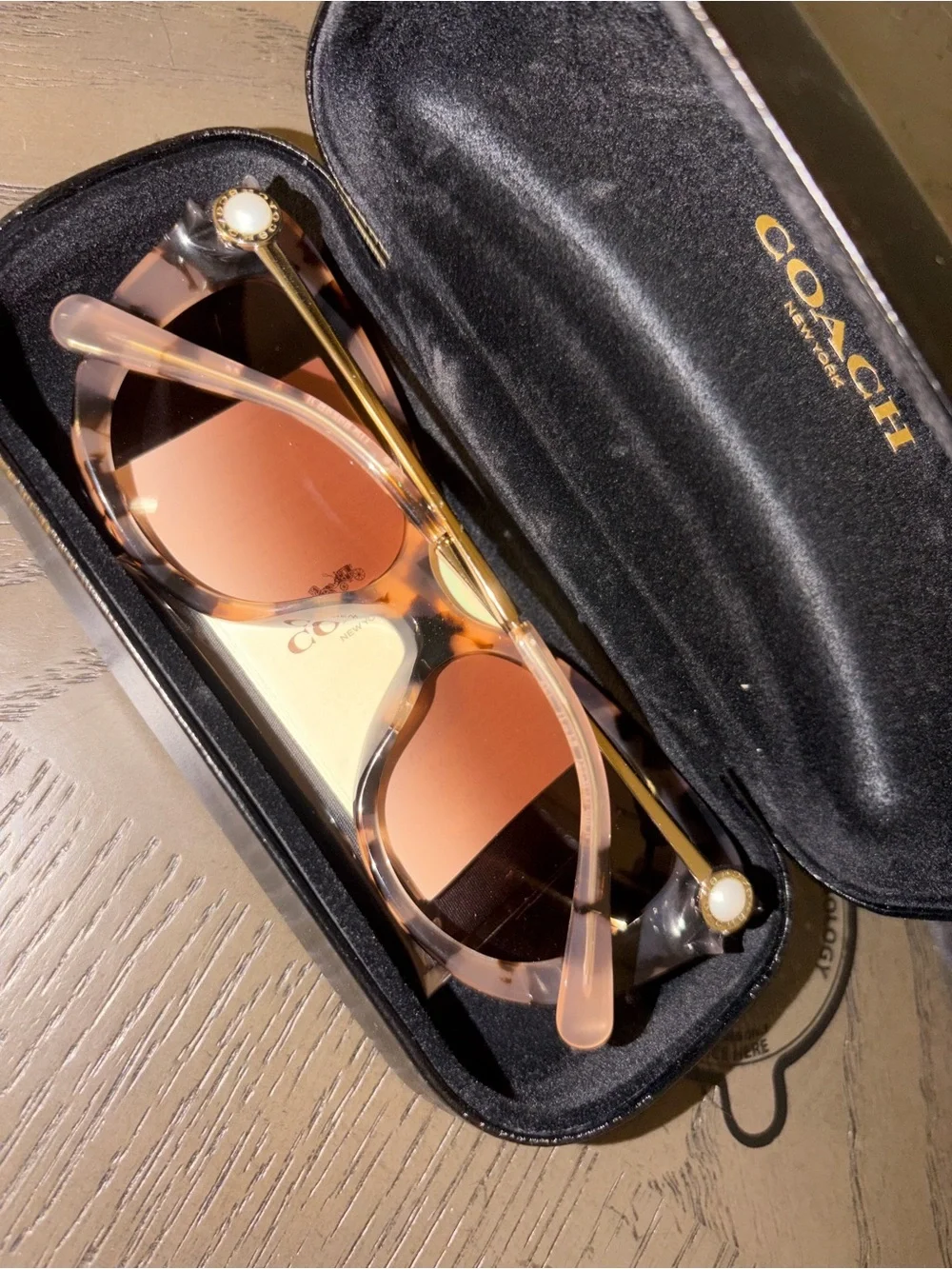 COACH Women's Pink Tortoise Gradient Sunglasses